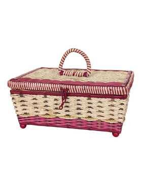 Vintage Woven Wicker Sewing Box